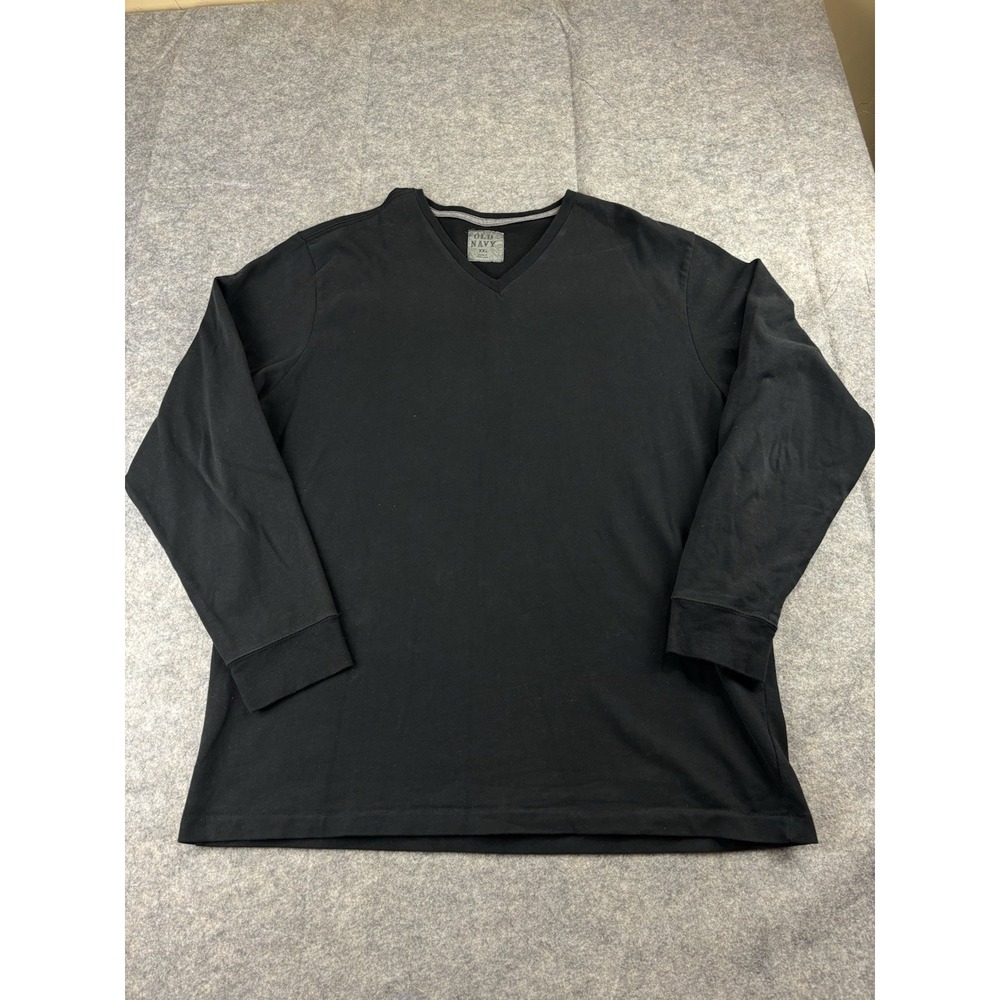 Old Navy Men's XXL Black Long Sleeve V-Neck Stretch Heavyweight Shirt Casual VTG